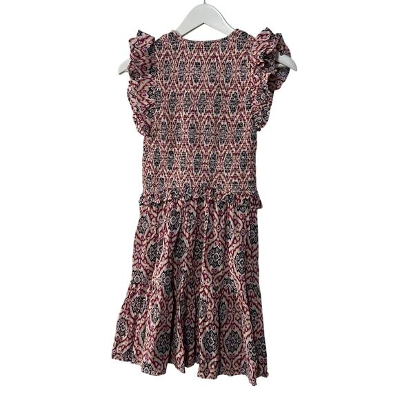 ELAN WOMENS XSMALL RUFFLE SLEEVE MINI DRESS LAVENDER IKAT PRINT NEW - Picture 4 of 11